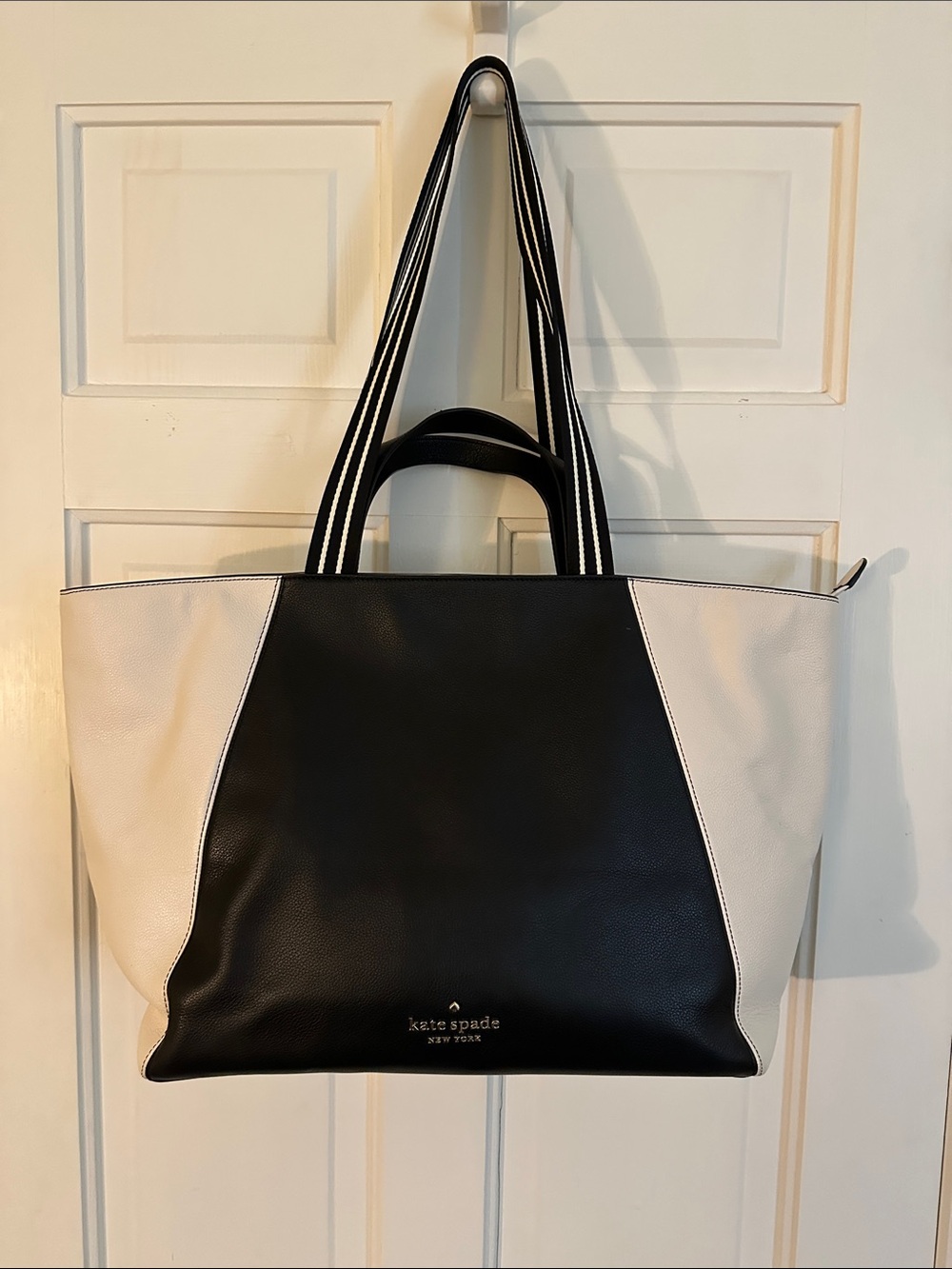 kate spade Black and White Colorblock Leather Tote - Picture 2 of 5